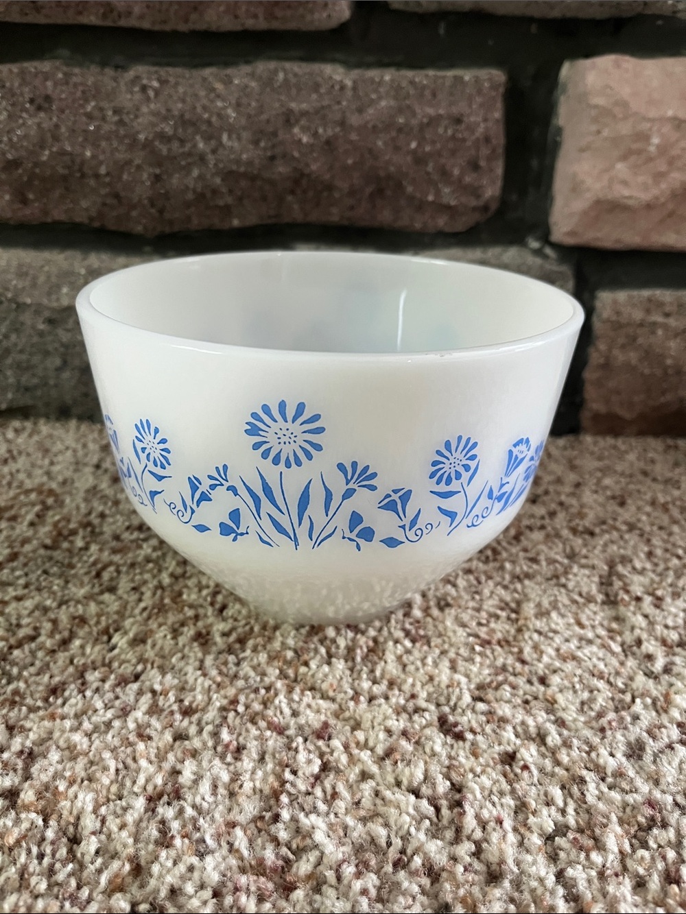 Federal Glass Blue Cornflower Milk Glass Bowl